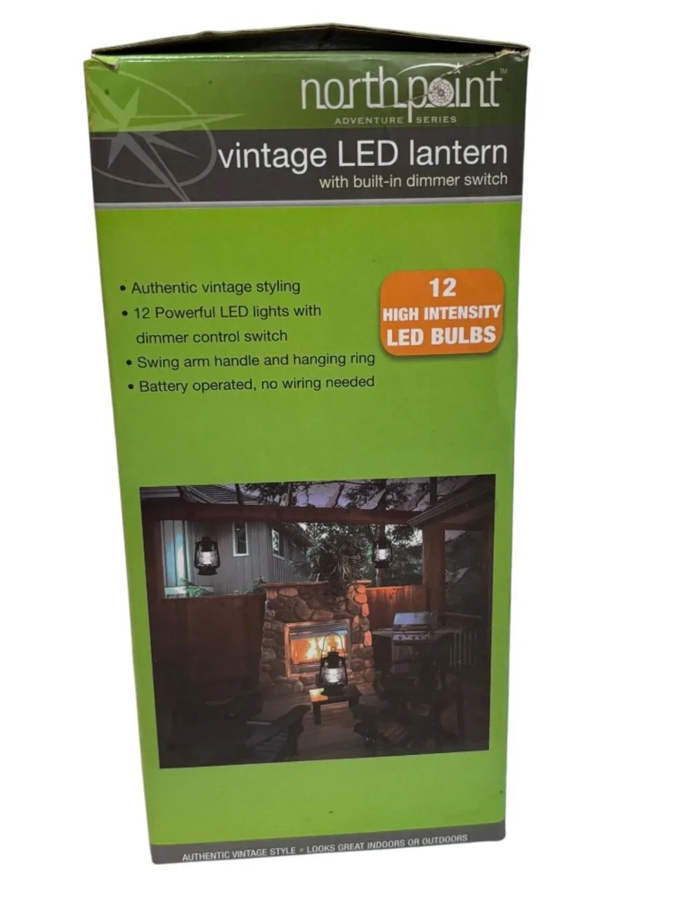 Northpoint Vintage LED Lantern With Built-In Dimmer Switch Red Battery Operated